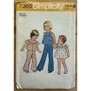 VTG Simplicity Pattern 7365 Toddlers & Child's Dress Or Top & Pants Size 1/2 UC